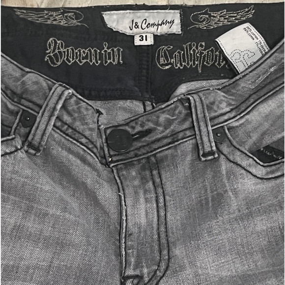 Grey Denim with two different skull designs on the back. - Picture 2 of 4